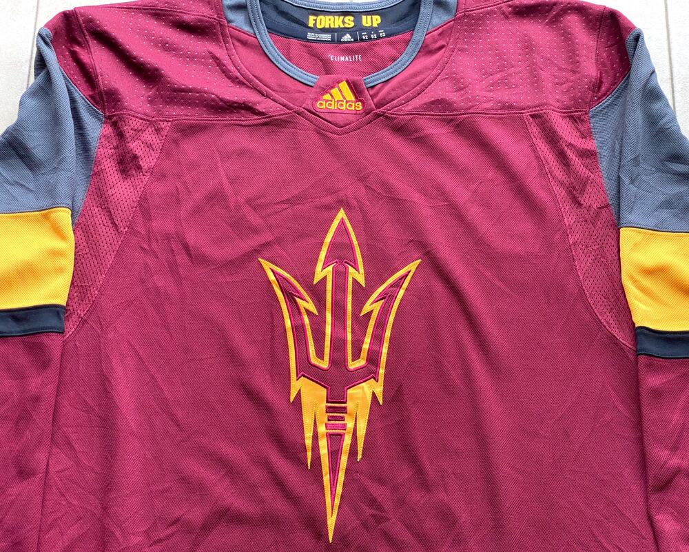 ASU 2010s ADIDAS Indo Hockey jersey 52 L maroon gold gray NCAA Arizona State